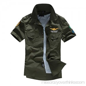 Men Casual Embroidery Military Pure Color Pocket Short Sleeve T-Shirt Tops Army Green B07QDJCWLN